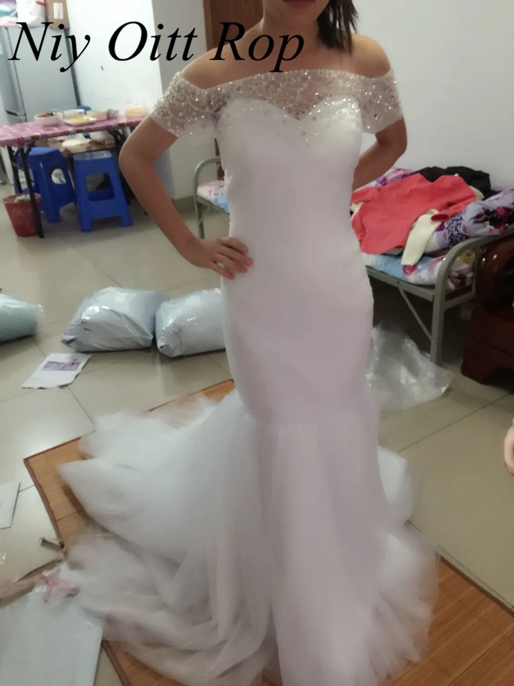 Vestidos De Novia Русалка торжественные платья бисером и блестками с плеча свадебные Robe