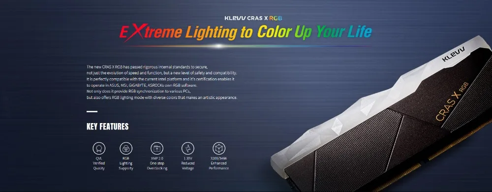 Klevv CRAS-X RGB 32 Гб 16 Гб 2X8 Гб 3200 МГц DDR4 1,35 DIMM 288-pin XMP Memoria Ram ddr4 оперативная память для настольных компьютеров