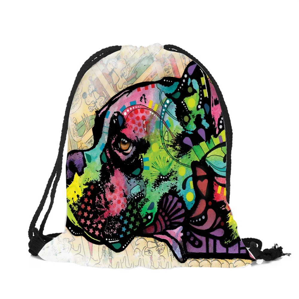 Цветной картина маслом бульдог Лабрадор сумки из полиэстера с завязками для