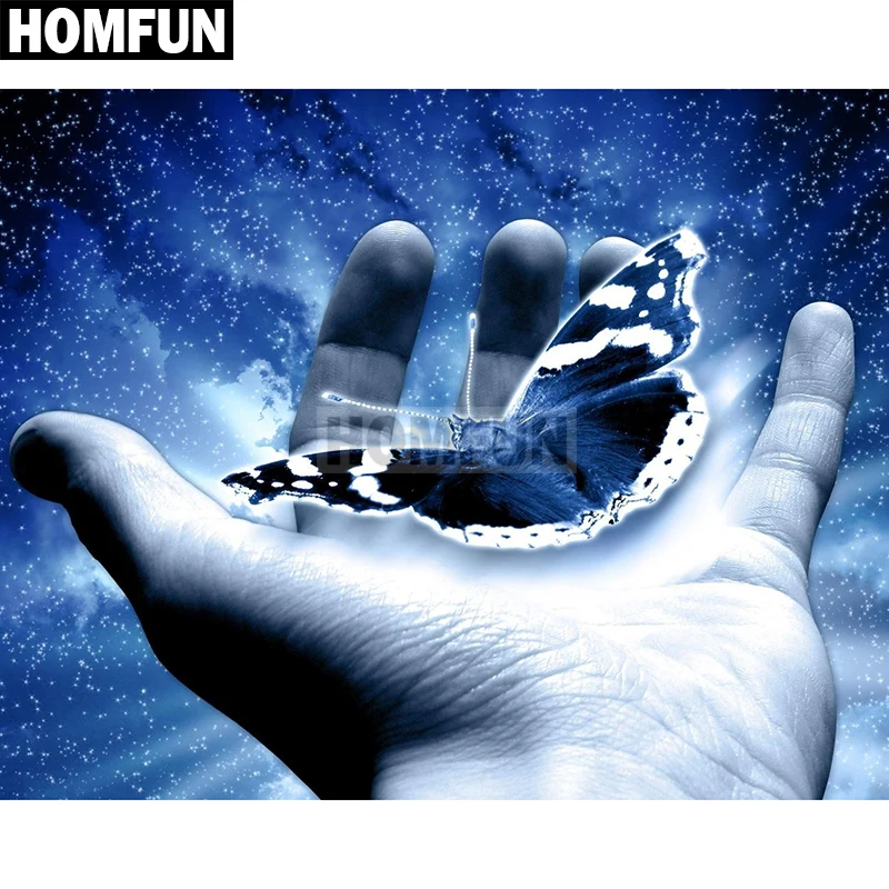 

Алмазная 5D картина HOMFUN «Ручная бабочка», вышивка крестиком, полная выкладка, квадратная/круглая, «сделай сам», домашний декор, подарок, A02281