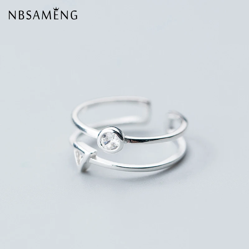NBSAMENG 100% 925 пробы серебристое Двухслойное круглое треугольное кольцо размером 5 6 7