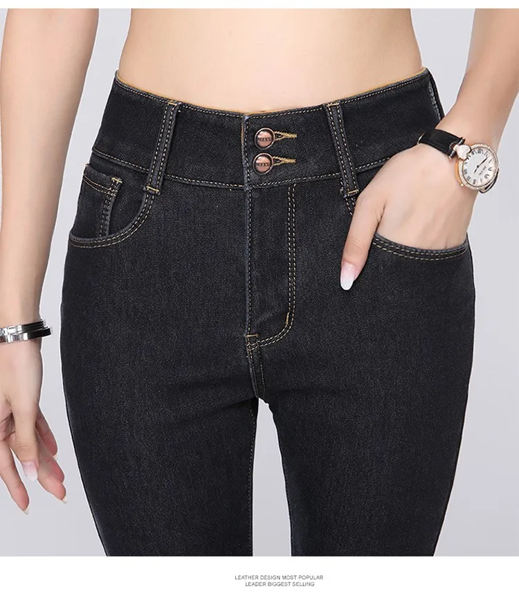 Альпака бархат Теплые джинсы женские с высокой талией растяжки узкие черные джинсы женские зима бархат карандаши тощие джинсы штаны большого размера