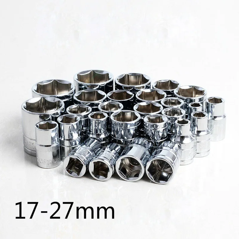 

9 Pcs 1/2" 17-27mm CR-V Metric Universal Socket Wrench Head Hand Tools Inner Hexagon Spanner Allen Head Auto Repair Tool