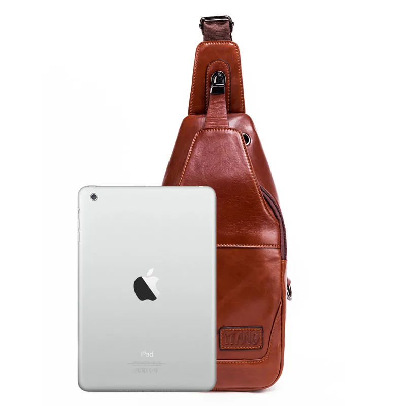 

New Men Genuine Leather Cowhide Messenger Shoulder Cross Body Bag Travel Male trend Sling Chest Back Pack Day Pack