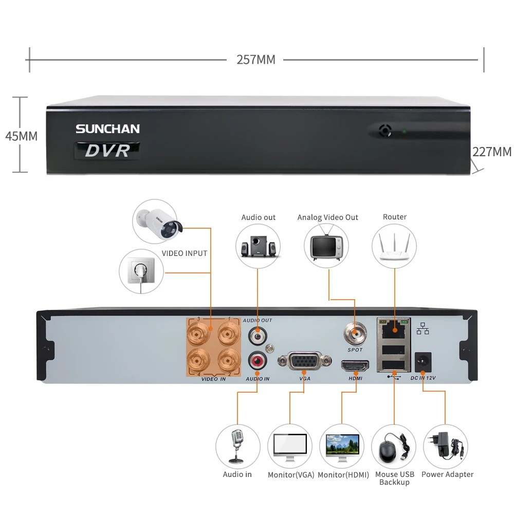 SUNCHAN AHD 4CH 4.0MP DVR НАБОРЫ 4*4 0 MP камеры безопасности система наружного