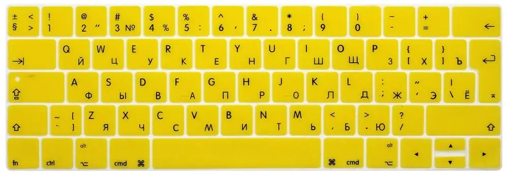 ЕС ЕВРО с русскими буквами наклейки на клавиатуру для нового Macbook Pro 13 15 дюймов с сенсорной панелью силиконовый чехол для клавиатуры протектор - Цвет: Цвет: желтый