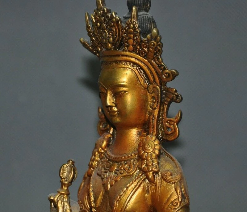 Тибетский буддизм бронзовый Gilt Vajrasattva tara Kwan-Yin статуя Бодхисаттвы Гуаньинь | Дом и
