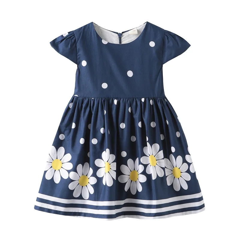 2019 new summer girls dress children's casual pattern petal sleeve dresses kids flower princess A-Line cotton | Детская одежда и