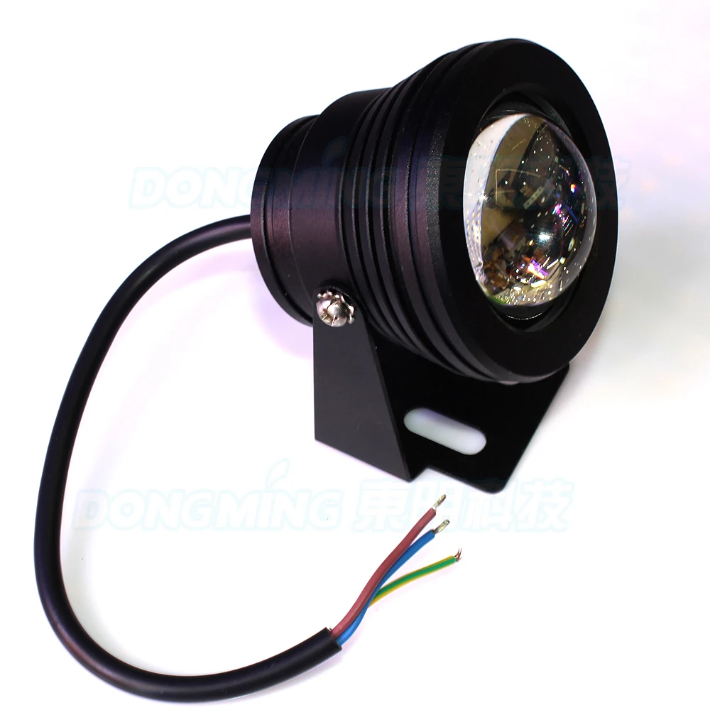 10pcs Black cover  convex lens underwater led lamp red blue green underwater led lights IP68 10W led underwater pool light