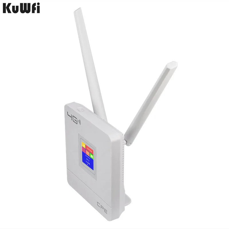 KuWFi 4G CPE маршрутизатор Cat4 беспроводной LTE двойной внешний 3DBI антенны с слотом для