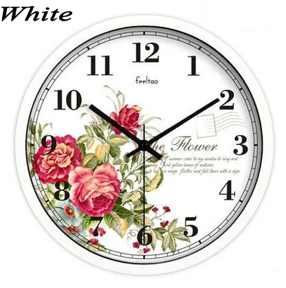 

Chinese Flower Style Wall Clock Bedroom Living Room Decorates Household Clock
