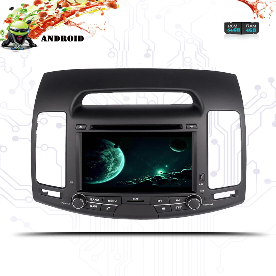 Octa Core 4G RAM 64G ROM Android 9 0 автомобильный DVD для Hyundai Elantra 2007 2008 2009 2010 11 с WIFI 3/4G GPS