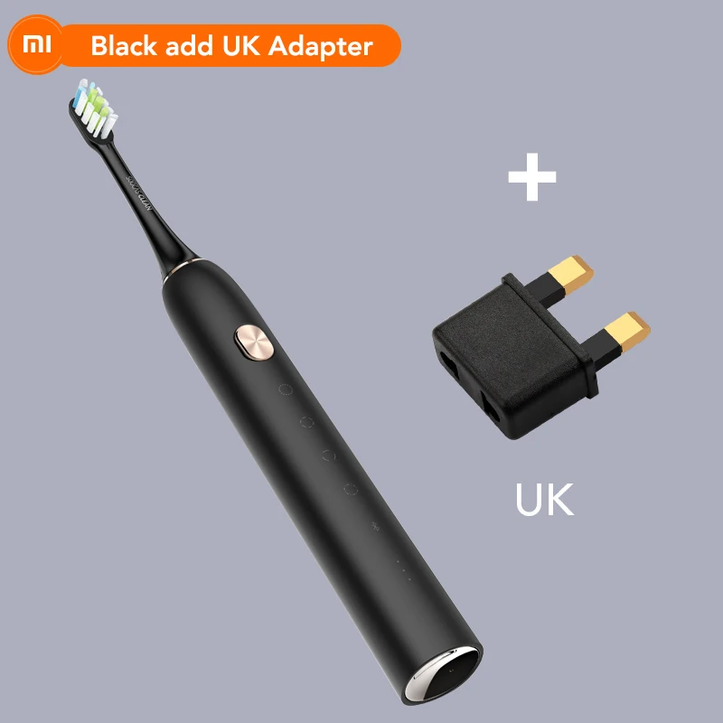 Black add UK Adapter Xiao mi Soocare X3 X3S Soocas электрическая зубная щетка mi Smart Bluetooth Водонепроницаемая Быстрая зарядка Android iOS приложение дистанционное управление - Цвет: Black add UK Adapter