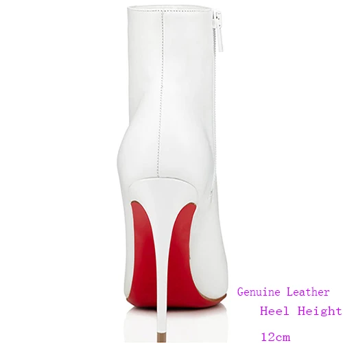 White 12cm So Kate Booty/100 мм туфли из лакированной кожи на тонком каблуке с красной подошвой и острым носком ботильоны женские модельные черные и белые размера плюс 46 - Цвет: White 12cm