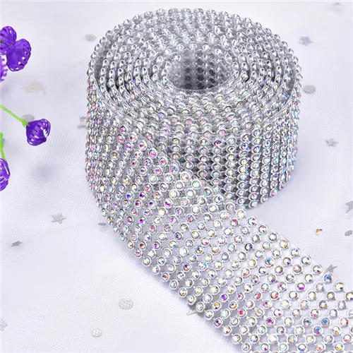 silver AB color Стразы с кристаллами, 10 рядов/шт, ширина 3 см, нарядное свадебное платье, отделка пояса, исправленное железо на декоративном кольце - Цвет: silver AB color