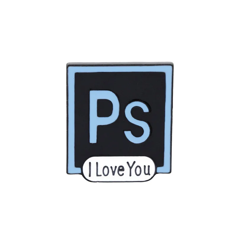 PS AI эмалированные булавки I Love You Photoshop Illustrator значки на заказ пастельные Броши джинсовая рубашка нагрудная булавка дизайнерское ювелирное изделие подарок