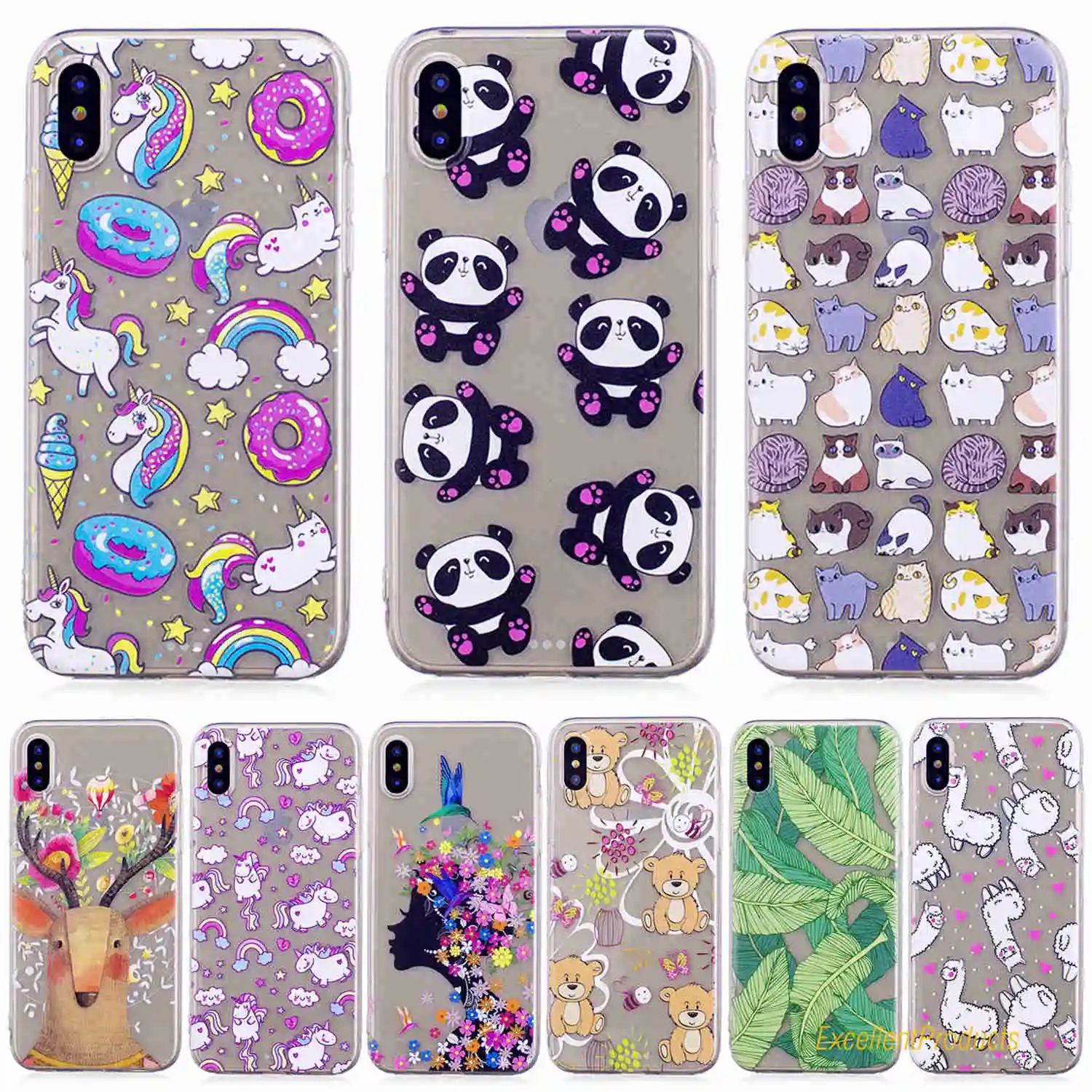 FGHGF для Apple IPhone X Дерево лист кошка бабочка цветок девушка панда Медведь лошадь