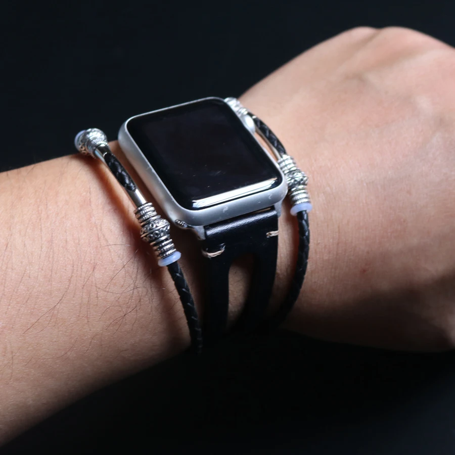 LAOKE браслет ручной работы ремешок для часов Apple Watch 42 мм 38 из натуральной кожи