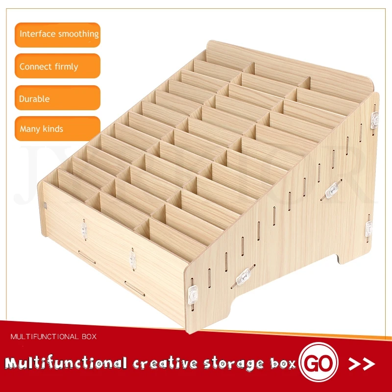 

Jyrkior Wooden 36 Storage Compartments Multifunctional Storage Box for Cell Phones Holder Desk Supplies Organizer