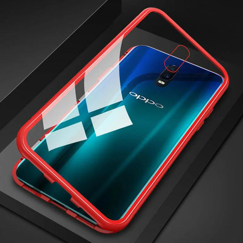 Магнитная Адсорбция для OPPO R15 R17 Pro R11 Plus R11S чехол из закаленного стекла с
