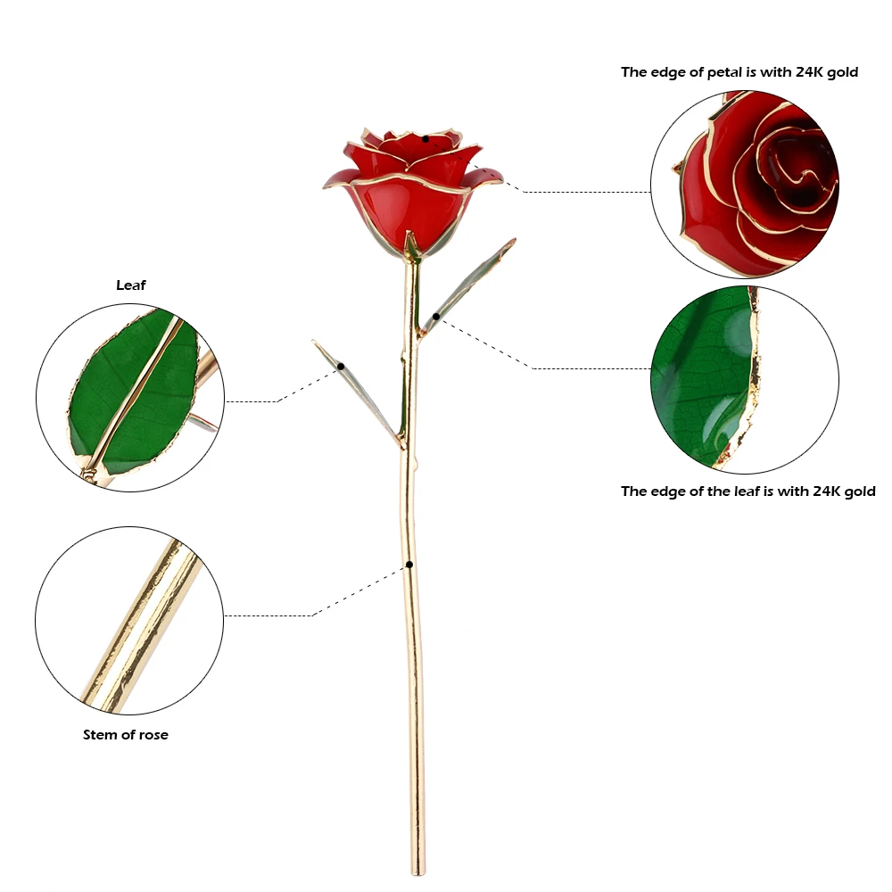 ABEDOE Creative Valentine's Day 24K Gold Trimmed Rose Transparent Stand Exquisite Gift Box Romantic for Lover Girl Birthday | Дом и сад