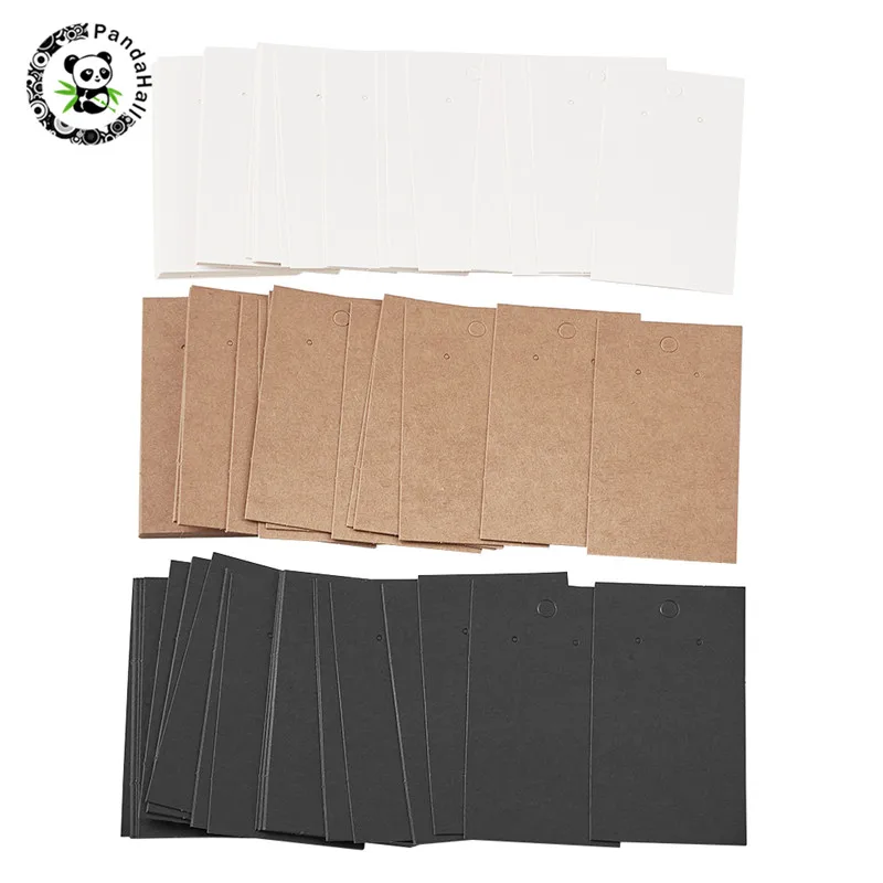 Pandahall 200/300 шт/набор прямоугольная бумага карты для витрины для ювелирных изделий принадлежности для сережек 4 цвета 90x50x0,1 мм отверстие: 1~ 5 мм