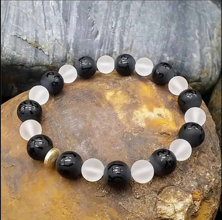 XUEYUN 820 + натуральный белый Кристальный ручной браслет черный шесть слов |