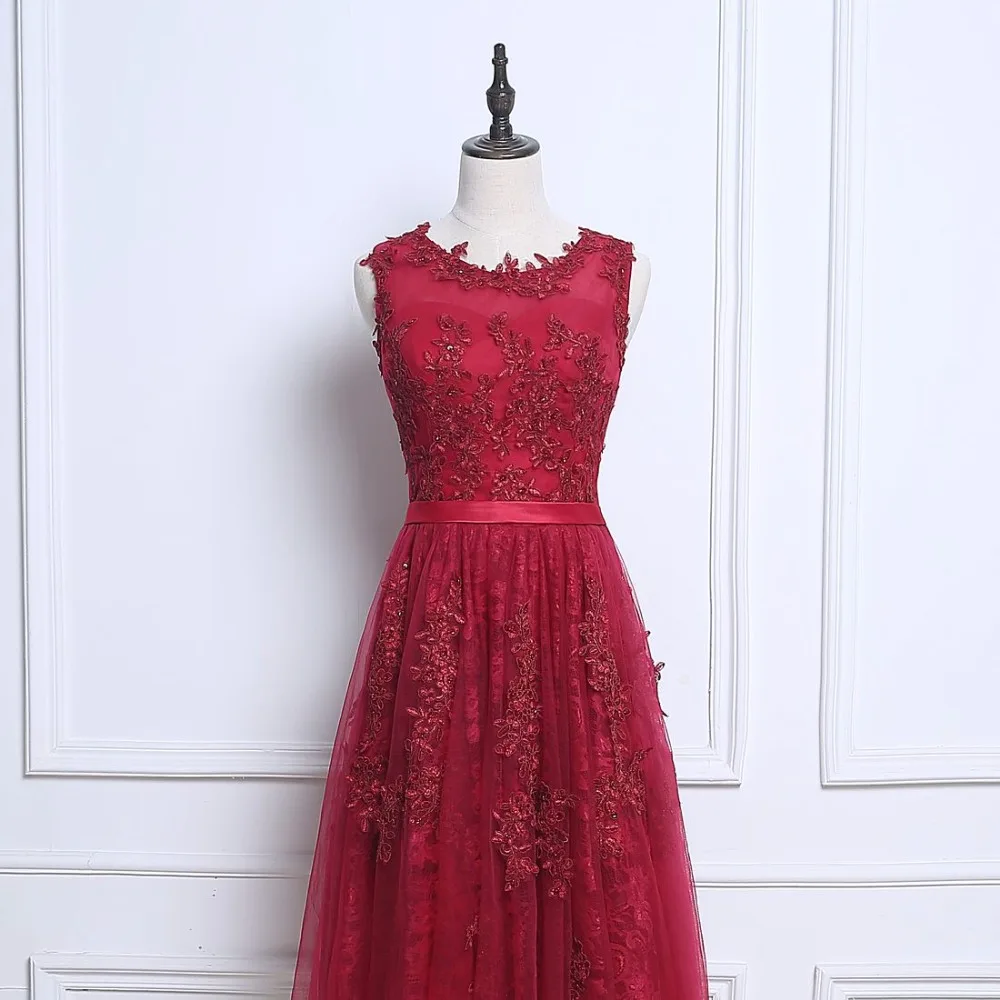 NOBLE WEISS Vestido de festa New Coming Vestidos baile with Lace Appliques Beading Tea-Length Dark Red Party Prom Dresses | Свадьбы и