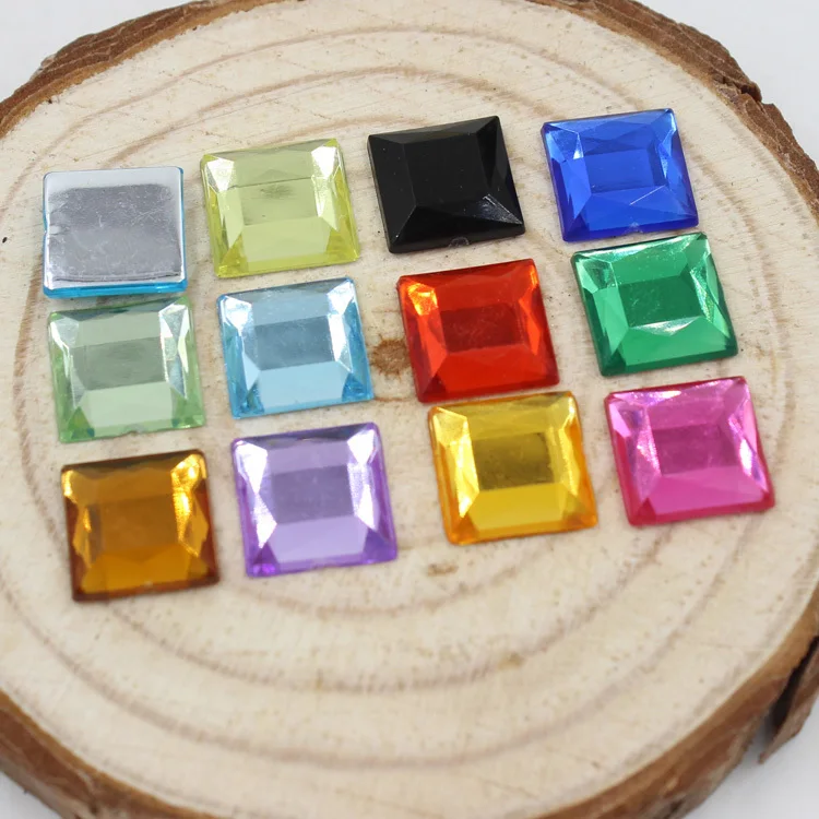 Free Shipping High Quality 50Pcs 12mm Many Colors Square Flat Back Acrylic Rhinestone For DIY Decoration | Украшения и аксессуары