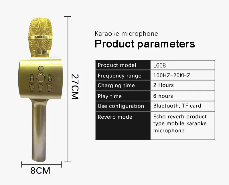 L668 беспроводной Bluetooth 4,2 микрофон емкостный домашний микрофон KTV портативный микрофон музыкальный плейер с интерфейсом USB