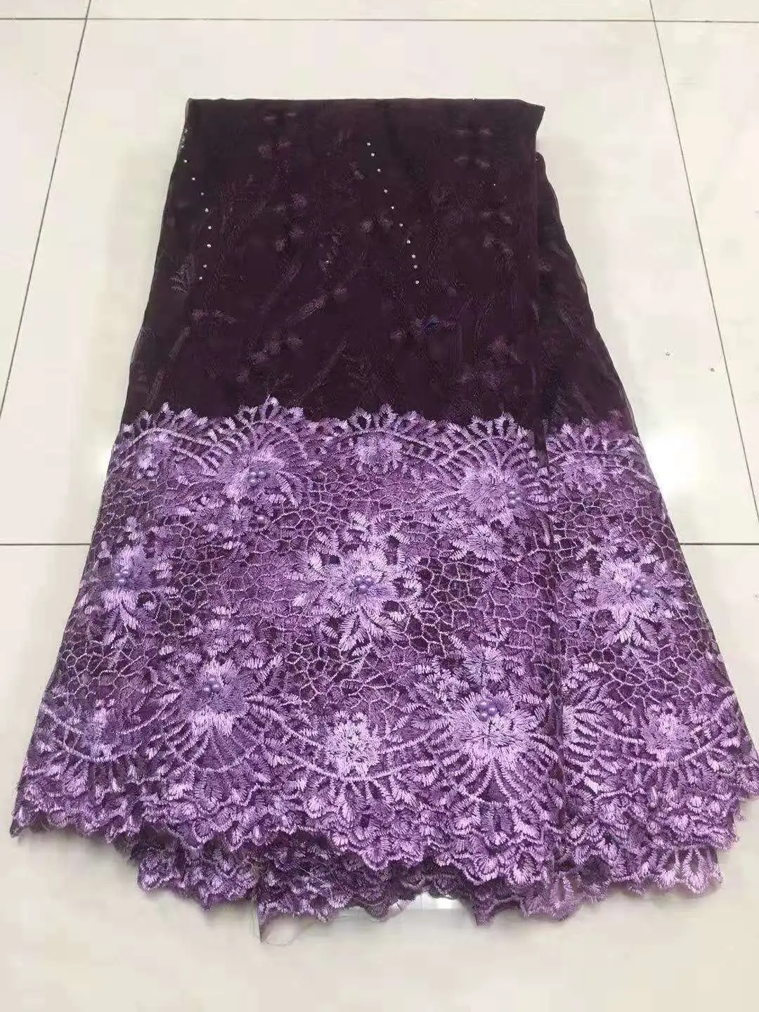 2019 Latest French Nigerian Lace Fabric High Quality Tulle African Wedding Beads switzerland LaceK-HX14 | Дом и сад