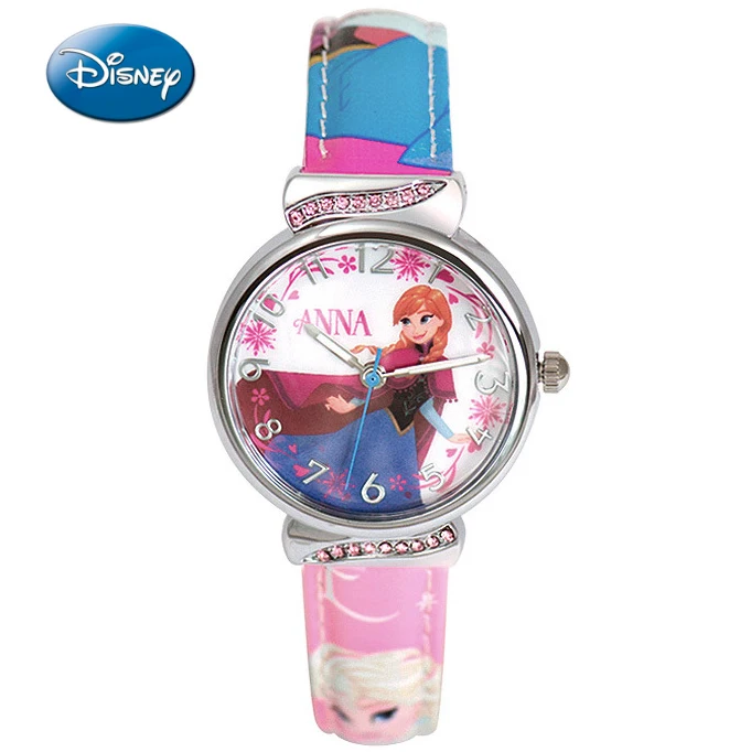 Disney брендовые модные детские часы мультфильм Холодное сердце Эльза и Анна Олаф студентов девочки часы водонепроницаемые кожаные кварцевые наручные часы