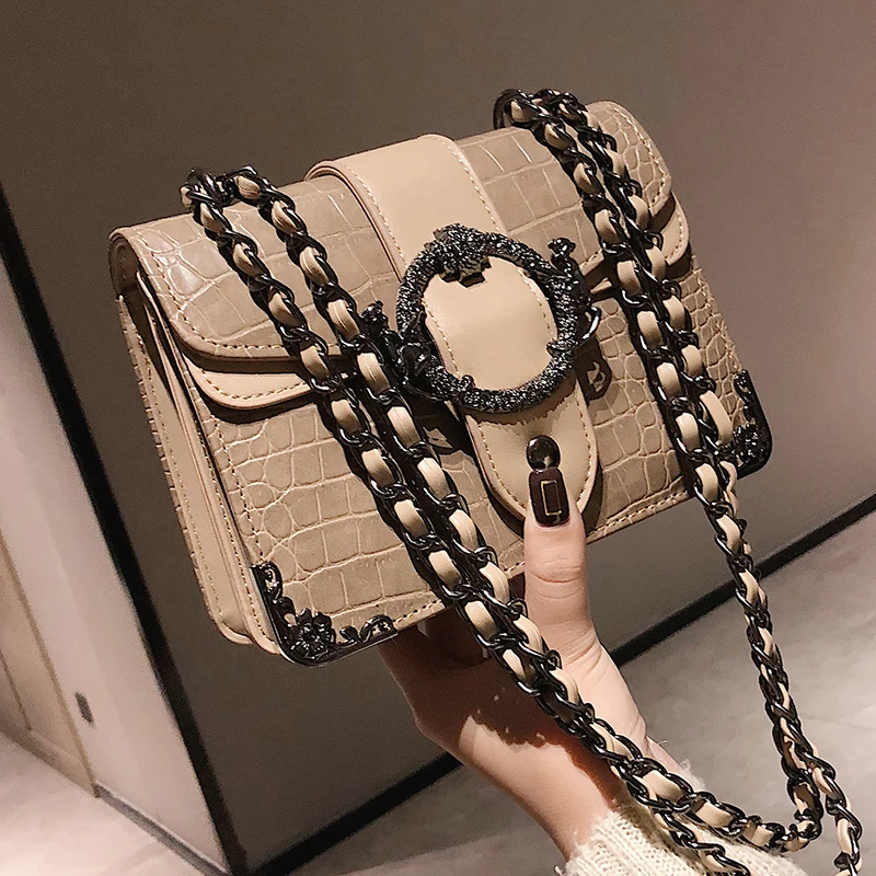 

Luxury Handbag Retro Fashion New Quality PU Leather Women's Designer Handbag Crocodile pattern Chain Shoulder Messenger Bag