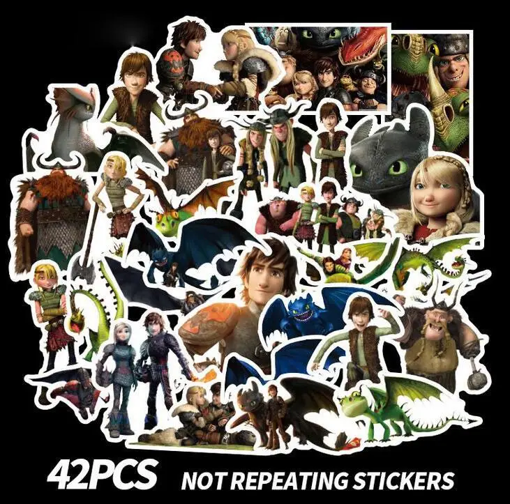 48pcs Наклейка s, Как приручить дракона, Беззубик, светильник, ночная Фурия, карта, наклейка s DIY, багаж, ноутбук, скейтборд, автомобиль, мотоцикл, наклейка - Цвет: 48pcs