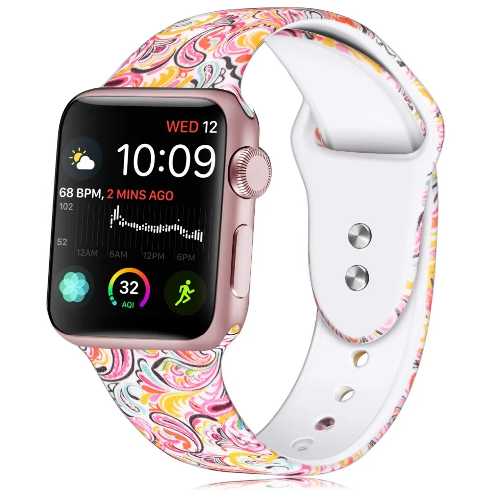 Ремешок совместим с iWatch 40 мм/38 мм мягкий силиконовый спортивный ремешок для