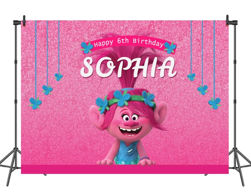 Sensfun тролли принцесса фотография Фон Девочка День рождения розовый блеск фото