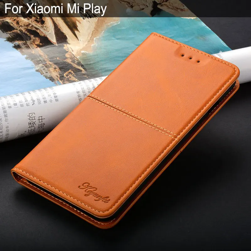 

Чехол для xiaomi mi play, роскошный винтажный кожаный флип-чехол, чехол с подставкой и отделением для карт, деловой чехол для Xiaomi Mi Play, чехол