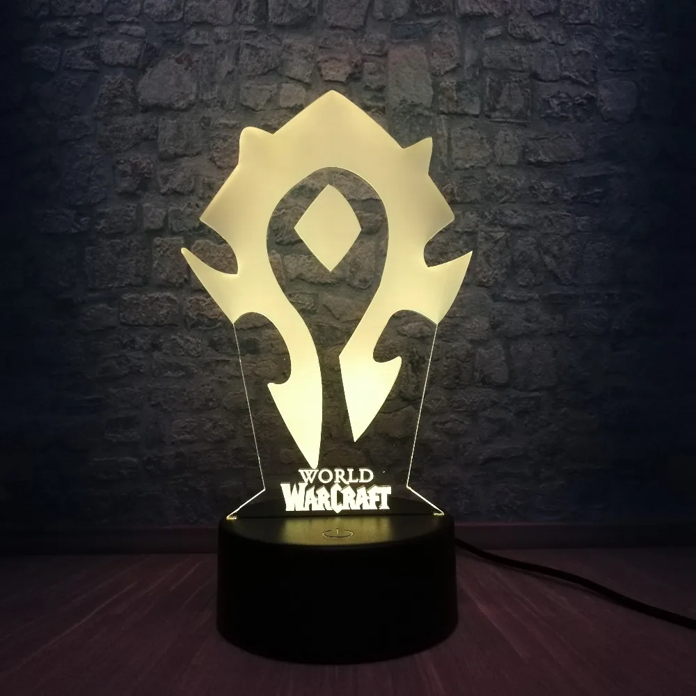 Новый 3D лампа игры WOW World of Warcraft Племенной знаки 7 Цвет изменить Стол СВЕТОДИОДНЫЙ