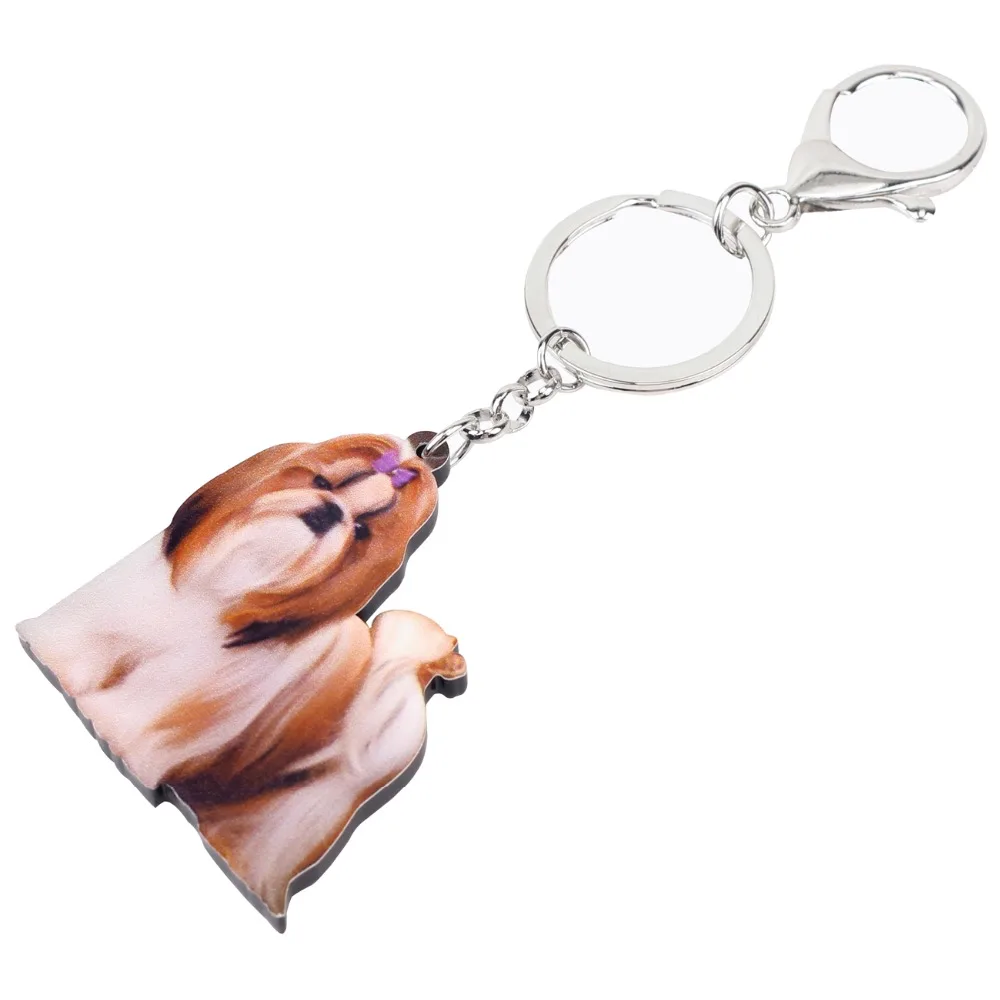 Bonsny Милые Акриловые китайские брелки с собакой Shih Tzu модные животными ювелирные