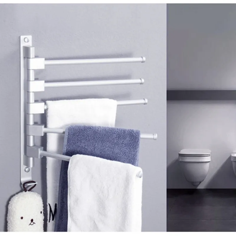 Вешалка для полотенец алюминиевая Серебристая/черная вращающаяся вешалка 2/3/4/5