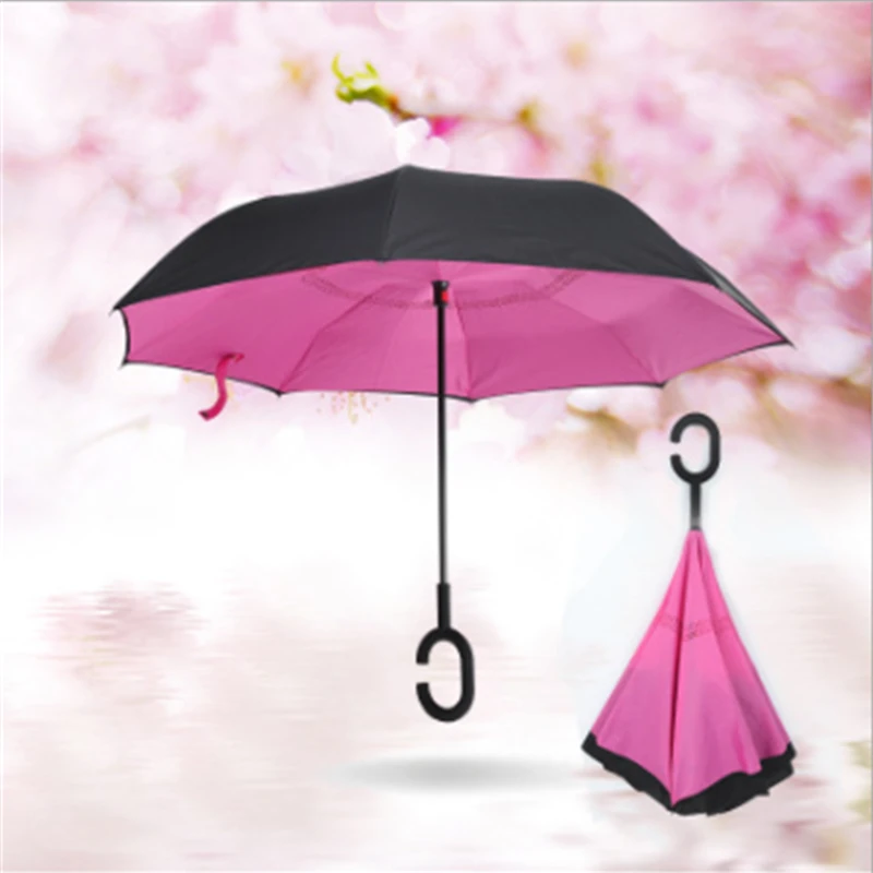 Yesello Роза прокатки через обратный зонтик двойной слой перевернутый само стенд