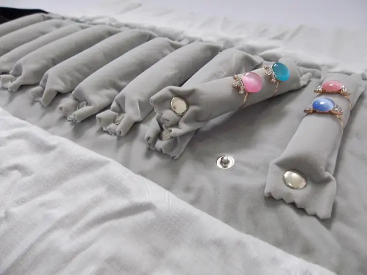 Портативная сумка для хранения ювелирных изделий из серого бархата складные