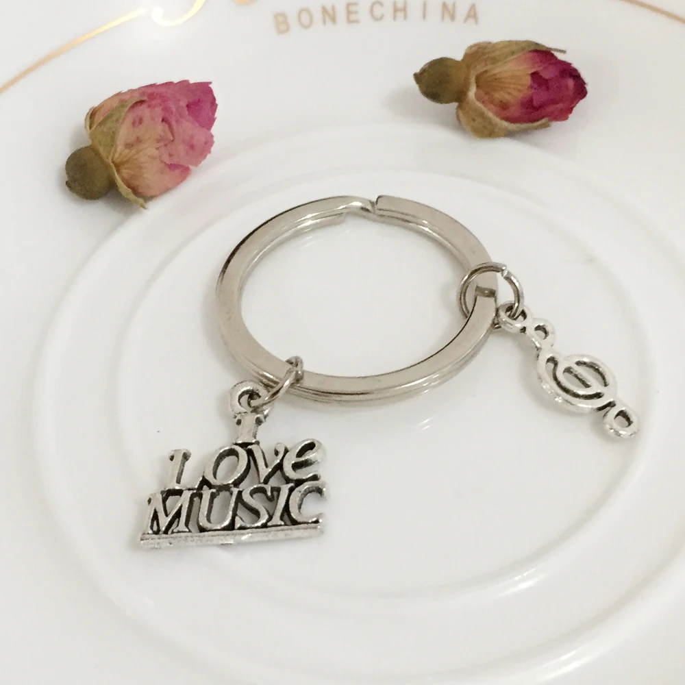 Сделай Сам ювелирные изделия серебряного цвета I Love Music Скрипичный ключ