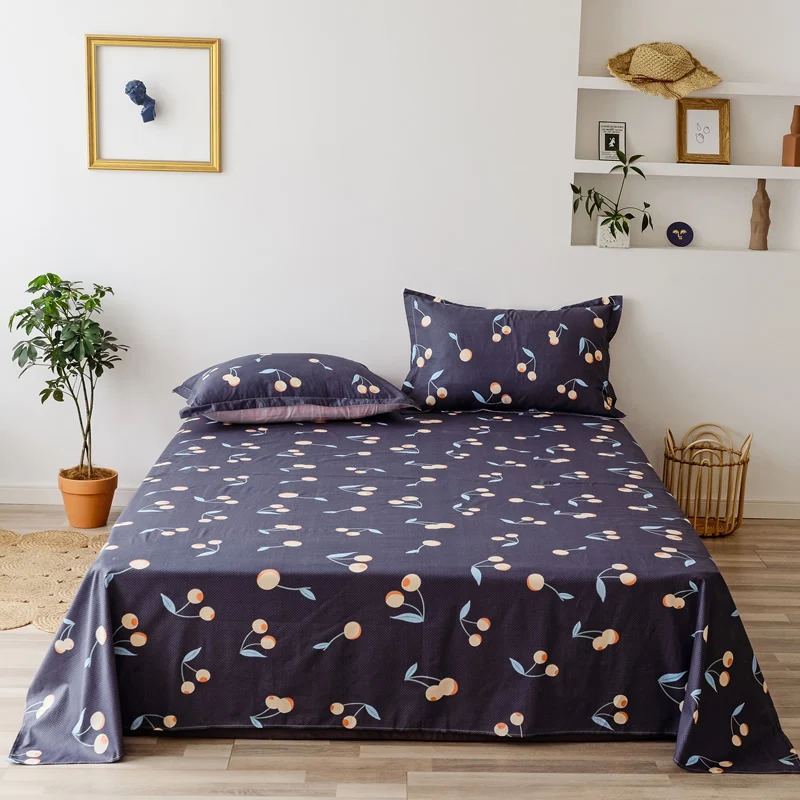 Цветочный серый плоский лист Ультра мягкий 100% хлопок набор постельного белья для