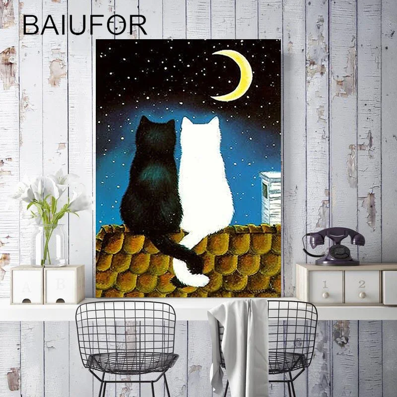 BAIUFOR Full diamond embroidery cat painting of mosaic pictures rhinestones &amp crystals cross-stitch kits lover gift | Дом и сад