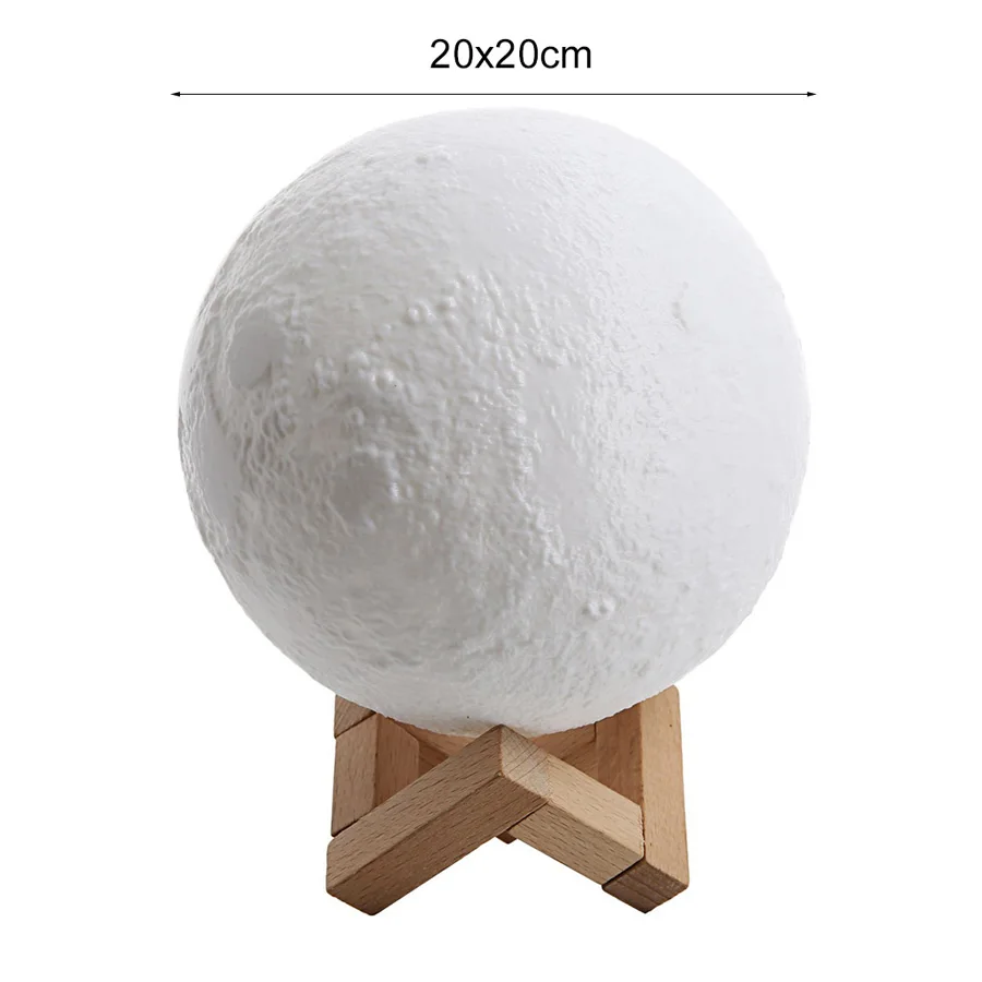 20cm YWXLight перезаряжаемые 3D печать Луны лампы 16 цвет сенсорный светодио дный выключатель LED ночник для спальни детей домашний декор свет творческий подарок - Испускаемый цвет: 20cm