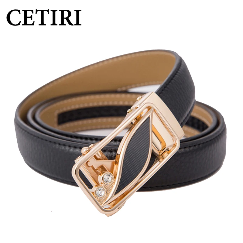 Ремень CETIRI женский кожаный с автоматической пряжкой 24 вида 90 120 см|automatic buckle belt