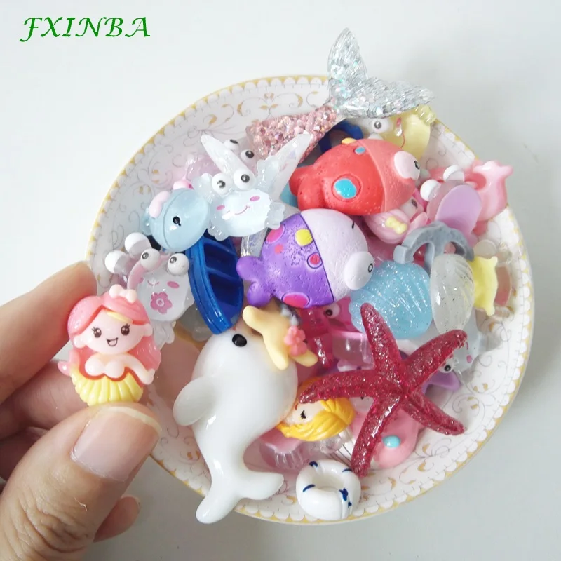 FXINBA 30/50/100 шт. Ocean серии подвески для Slime наполнитель DIY Украшение Декор телефона подвеска с русалкой Лизун глины поставок Шлама Игрушки