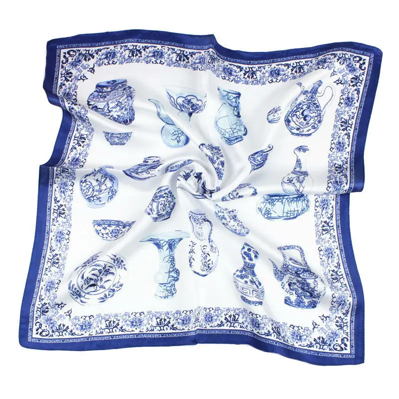 Женский шарф из 100% натурального шелка с принтом 53x53 см|women silk scarf|scarf babyscarf belt |