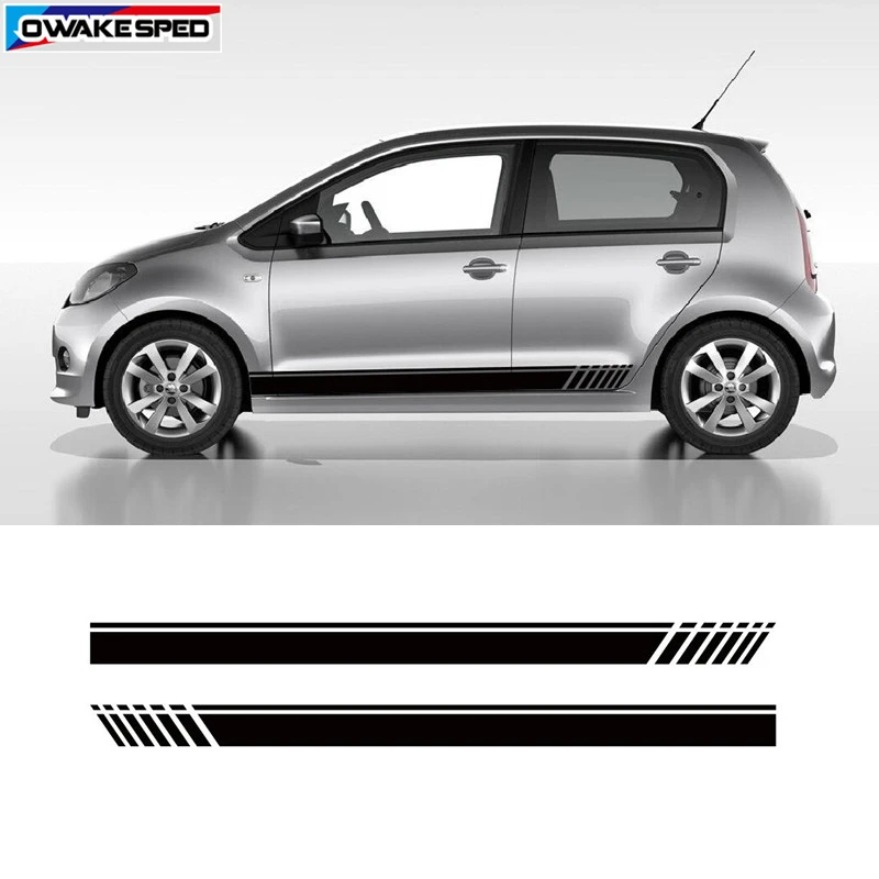 Для Skoda citigo гоночная решетка боковые юбки полоски кузова автомобиля Наклейка на заказ подходит на 3-5 наружная дверь аксессуары
